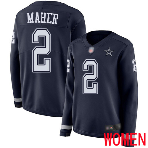 Women Dallas Cowboys Limited Navy Blue Brett Maher #2 Therma Long Sleeve NFL Jersey